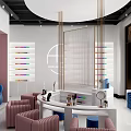 Modern Beauty Hair Salon Interior With Marble Front Desk Pink Accent Wall And Circular Logo