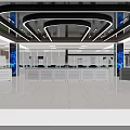 Modern Monitoring Room Interior With White Floor Green Pillars Workstations Computer Screens And Ceiling Lights