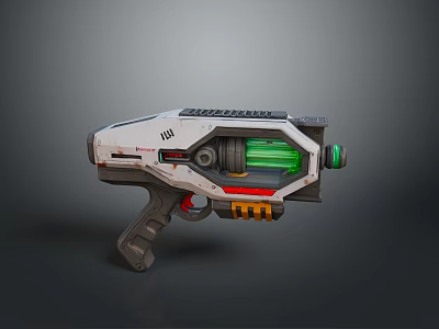 Futuristic Sci Fi Weapon With White Gray Body Green Energy Core And Mechanical Details 3d model