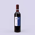 Dark Wine Bottle With Blue Label And Red Cap On Light Background 3d model