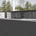 Modern Garden Landscape Featuring Trees Glass Wall And Paved Ground Design