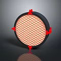 Useful Circular Household Item With Black Rim Red Grid Pattern And Four Red Fasteners