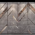 Modern Chevron Pattern Wall With Metal Strips And Reflective Gray Finish 3d model