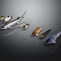 Various Marine Fish Species Arranged on Dark Reflective Surface with Realistic Details