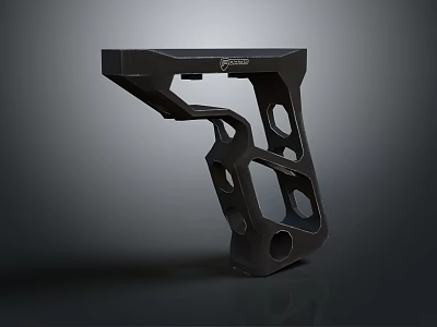 Black Modern Structural Mechanical Part With Hollow Design And Geometric Holes 3d model