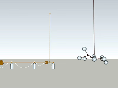 Modern Chandelier Designs With Linear Structure And Branch Like Bulb Arrangements 3d model
