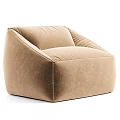 Beige Velvet Bean Bag Chair With Modern Rounded Shape For Cozy Living Room Use