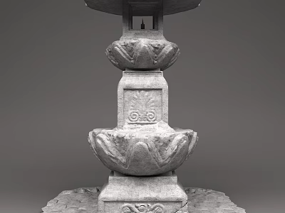 Classic Stone Outdoor Light With Ornate Carved Multi tiered Structure And Base 3d model