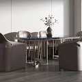 Modern Dining Table and Chair Combination Dining Table and Chair Casual Table and Chair 3d model