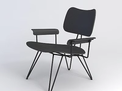 Tech Exhibition Hall Displaying Modern Black Chair With Curved Back And Metal Frame 3d model