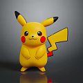 Yellow Pikachu Toy Figure With Black Ears Red Cheeks And Lightning Tail