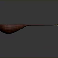 Wooden Stringed Musical Instrument with Carved Floral Patterns Pear Shaped Body and Long Neck