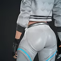 Sci Fi Character Design With White Black Futuristic Outfit Gray Short Hair Front Back Views 3d model