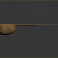 Wooden String Instrument with Long Neck Round Soundbox and Detailed Wood Grain Musical Equipment