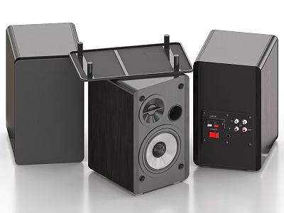 Black Home Audio Speakers System With Modern Design And Control Panel 3d model