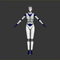 Silver Blue Female Robot Character For Game And Movie With Metallic Design
