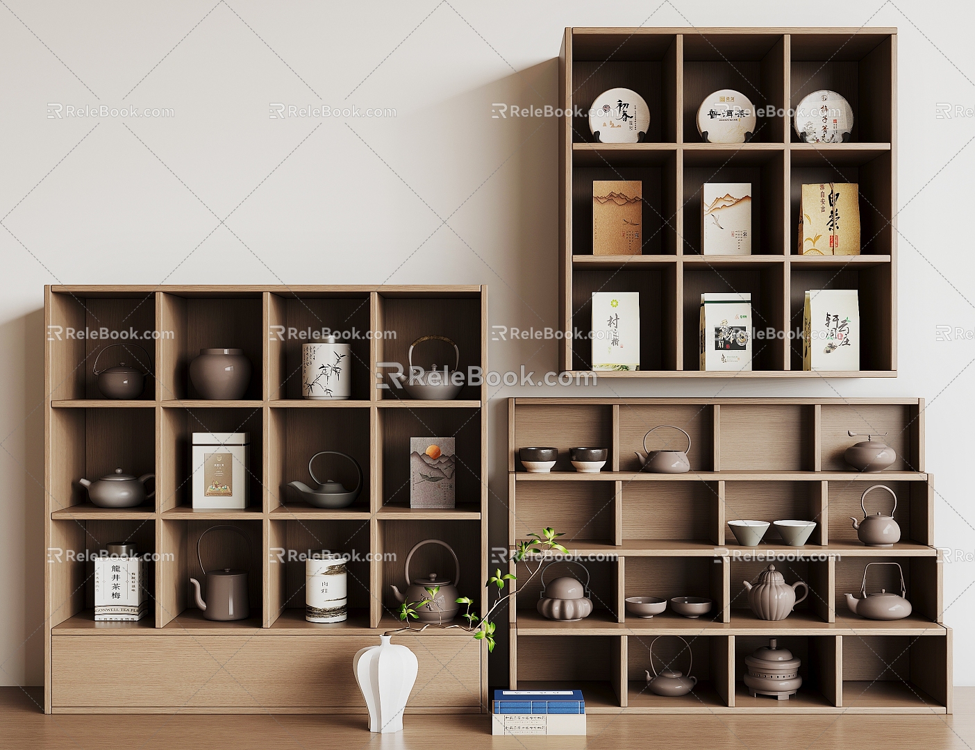 New Chinese Style Desktop Tea Cabinet Tea Rack 3d model