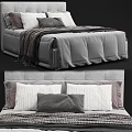Modern Double Bed Design With Gray Bedding Knitted Blanket And Decorative Pillows 3d model