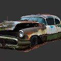 Rusty Vintage Car With Green And White Exterior And Weathered Body
