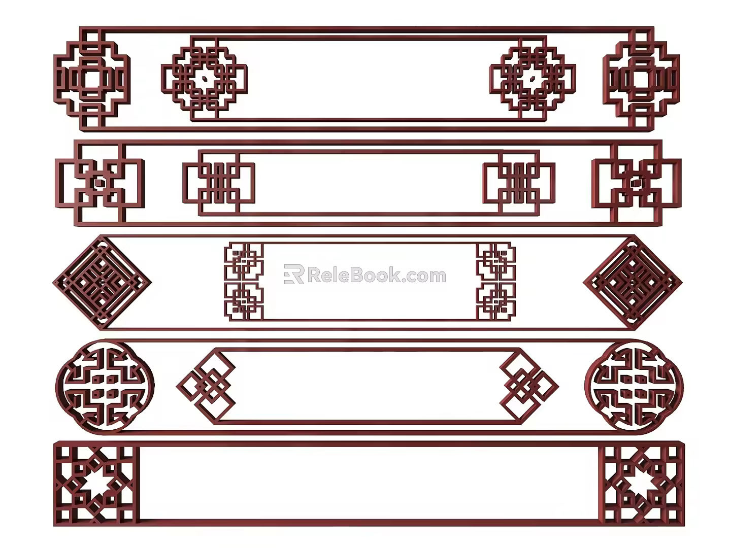 New Chinese Style Flower Lattice Window Carved Hollow Carved Window Corner Carved Gypsum Line Carved Window Pattern Carved 3d model