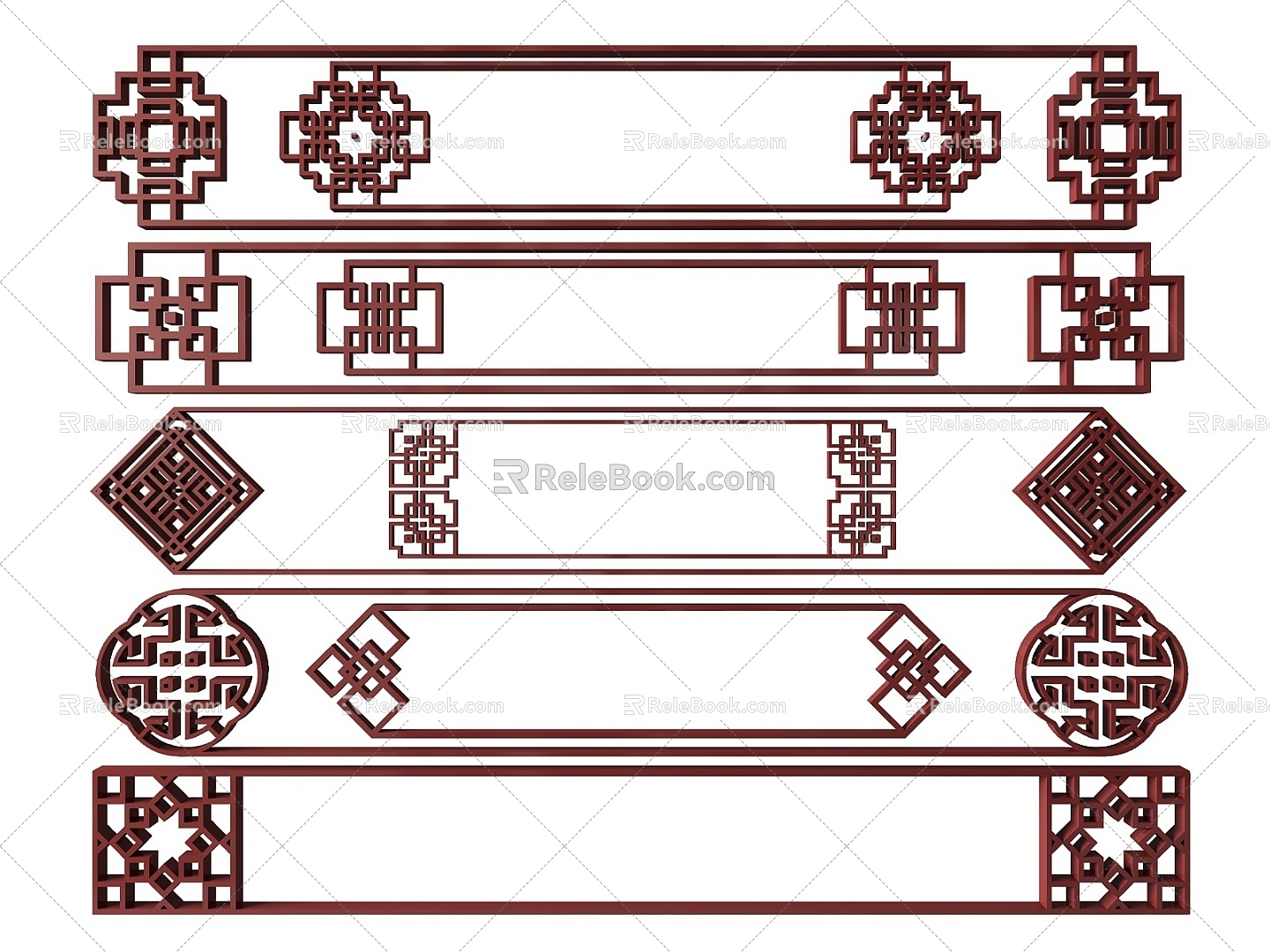 New Chinese Style Flower Lattice Window Carved Hollow Carved Window Corner Carved Gypsum Line Carved Window Pattern Carved 3d model