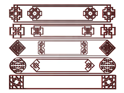 Classic Carved Decorative Strips With Various Symmetric Intricate Geometric Patterns 3d model