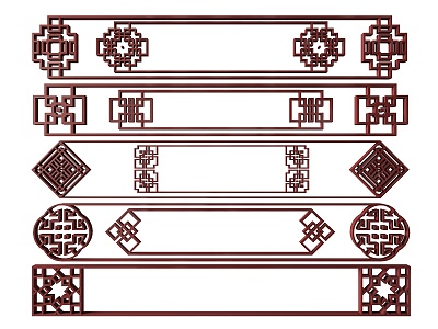 New Chinese Style Flower Lattice Window Carved Hollow Carved Window Corner Carved Gypsum Line Carved Window Pattern Carved 3d model