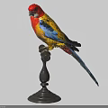 Colorful Parrot with Vibrant Red Yellow Blue Feathers Perched on Black Metal Stand