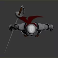Fantasy Warrior Character With Silver Armor Red Cape And Sword Design 3d model