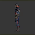 Man Standing in Blue Red White Superhero Uniform With Star Emblem