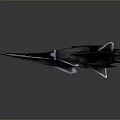 Futuristic Black Scifi Aircraft Model With Purple Accents And Sharp Wings