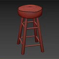 Classic Wooden Bar Stool With Red Leather Seat And Sturdy Legs