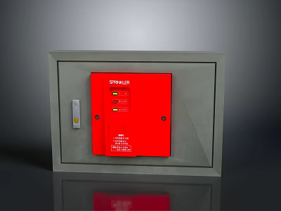 Industrial Equipment Featuring Grey Metal Cabinet Red Panel SPINNER Indicator Lights And Buttons 3d model