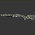Green and black marbled rifle with mineral texture on smooth black surface showing modern appearance