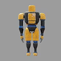 Smart Robot Transparent Head Yellow Black Body Blue Joints Humanoid Structure Design