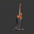 Leather Boot Shaped Kitchen Knife Storage Organizer With Orange Red Blades And Black Strap
