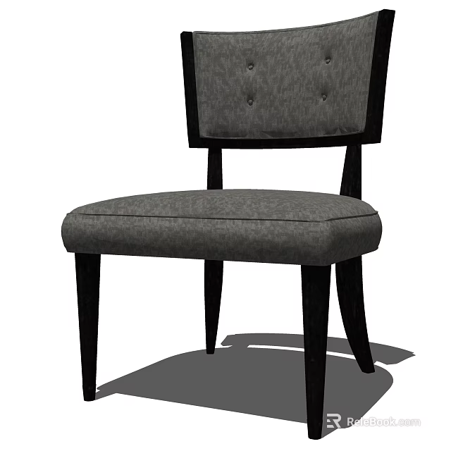 Modern Gray Accent Chair With Tufted Backrest And Black Wooden Legs 3d model 