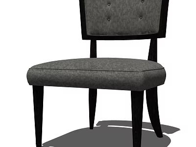 Modern Gray Accent Chair With Tufted Backrest And Black Wooden Legs 3d model