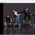 Young Women Skateboarders Riding Together with One in Pink Hat and Casual Clothes