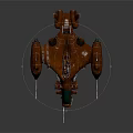 Futuristic Red Sci Fi Vehicle With Green Section And Advanced Mechanical Design Details
