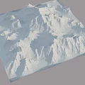 Detailed 3D Terrain Model with Green Mountain Ranges and Rolling Hills