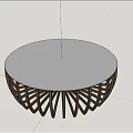 Round Glass Top Coffee Table With Brown Curved Base In Modern Minimalist Interior