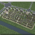 Residential Community Aerial Planning With Surrounding River Green Trees And Roads