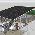 Outdoor Solar Canopy with Metal Frame Installed on Building Roof for Sun Protection