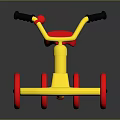 Colorful Children's Tricycle With Yellow Frame Red Seat And Black Handles