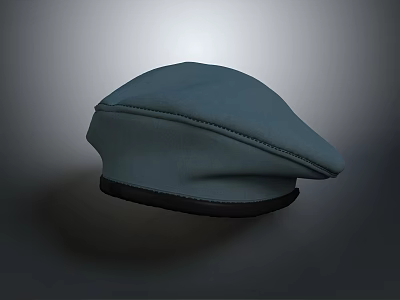 Light Blue Fabric Beret With Stitched Edge And Dark Brim For Casual Fashion Accessory 3d model