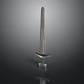 Silver Sword With Slender Blade And Hilt On Dark Background With Reflection