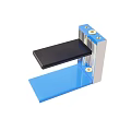 Blue And Silver Mechanical Component With Black Flat Plate And Screw Holes