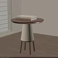 Modern Style Wooden Side Table With Round Top White Base And Three Legs