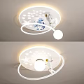 Kids Room Ceiling Light With Astronaut Globe Stars And Circular Ring Design